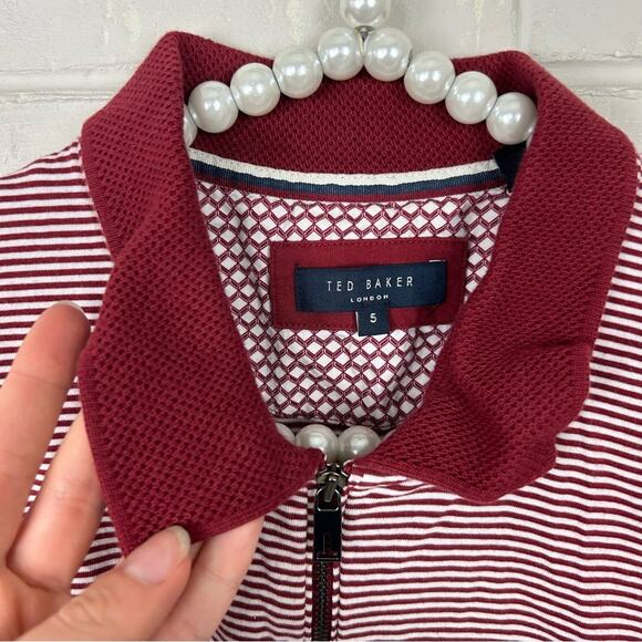 Ted Baker London Men’s Red Striped Casual Polo Shirt Size - Picture 5 of 9